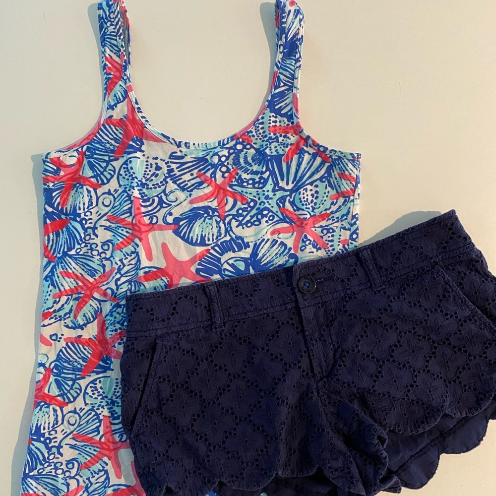 Lilly Pulitzer Tank Top (M) Shorts Size 4
